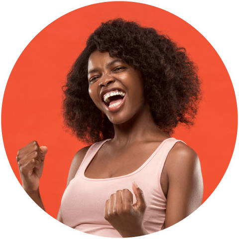 A woman celebrating