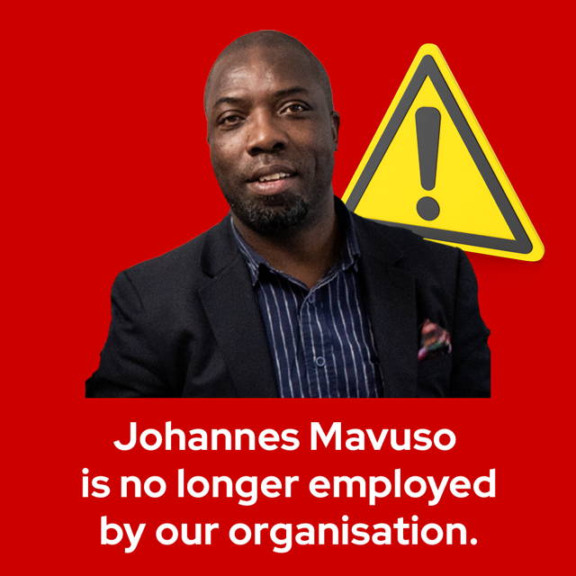 Original GFL notice: Johannes Mavuso is no longer employed by our organisation.
